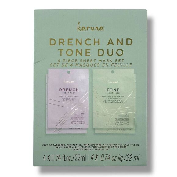 Karuna Skincare Drench And Tone Sheet Mask Box Set Of 4 Hydrate Brighten NWT - Picture 1 of 3